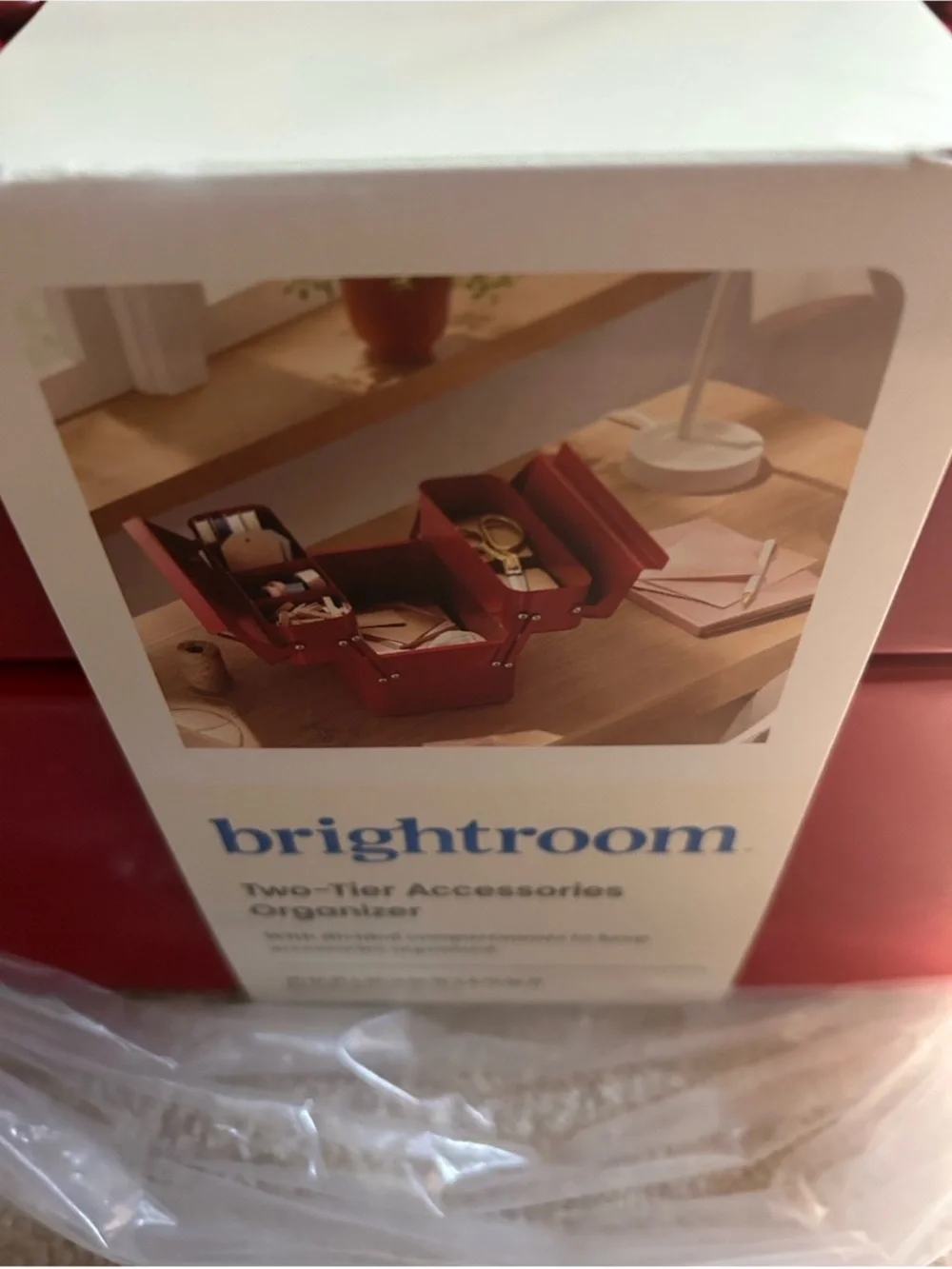 Brightroom Metal Storage Holiday Caddy, Accessory Organizer Red